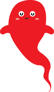 Kırmızı çizgi film hayaleti. Çocuklar ve yetişkinler için resimleme.