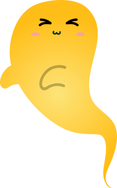 Beyaz arka planda sarı hayalet