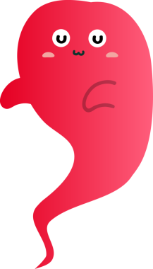 Büyük kırmızı canavarın kırmızı çizgi film yüzü ve büyük gözleri.