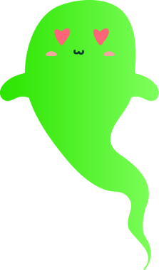 Kawaii çizgi filmi mutlu hayalet.