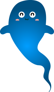 Mavi hayalet. Beyaz arkaplanda izole vektör illüstrasyonu