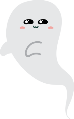 Beyaz arkaplanda izole edilmiş hayalet, vektör illüstrasyonu