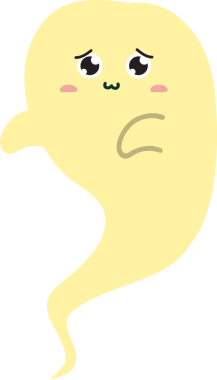 Sevimli çizgi film sarı ve beyaz hayalet.