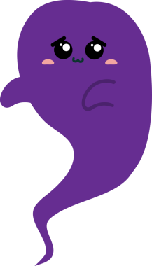 Mor arkaplan vektör illüstrasyonlu şirin mor hayalet