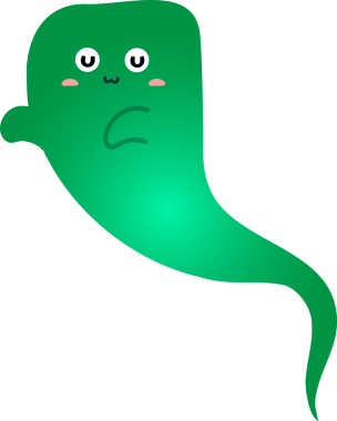 Yüzünde yeşil bir yaprak olan sevimli yeşil canavar.