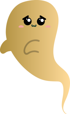 Hayalet karakterli sevimli bir kawaii çizgi filmi. vektör