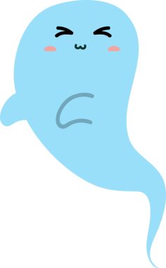 Sevimli çizgi hayalet vektör çizim