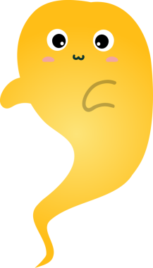 Şirin, sarı renkli, koca gözlü bir hayalet.