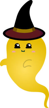 Tatlı sarı bir hayaletin izole edilmiş karikatürü.