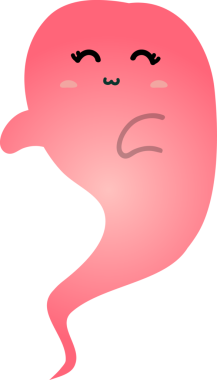 Beyaz arkaplanda pembe hayalet yüzü, illüstrasyon, vektör.