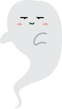 Çizgi film hayaleti, beyaz arkaplanda resimler