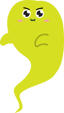 Kocaman gözleri olan sevimli yeşil çizgi film canavarı.