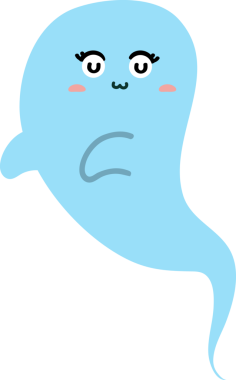 Şirin mavi hayalet. Beyaz üzerine izole edilmiş vektör illüstrasyonu.