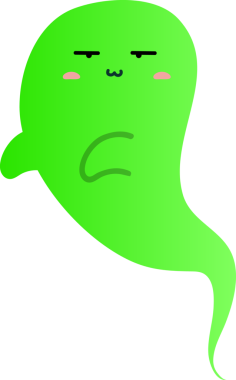 Beyaz arkaplanda yeşil hayalet, illüstrasyon, vektör