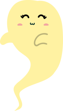 Beyaz arkaplanı olan sevimli çizgi film hayaleti, vektör çizimi