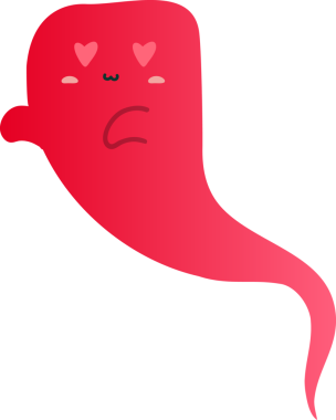 Tatlı kırmızı kalp ve bir hayalet. vektör illüstrasyonu.