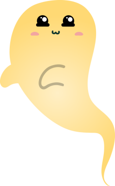 beyaz arkaplanda hayaletin çizgi film karakteri