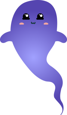 Beyaz arkaplanda izole edilmiş mor hayalet, vektör illüstrasyon tasarımı