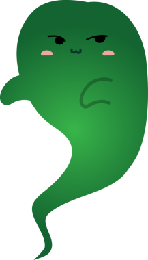 yeşil hayalet çizgi film karakteri, vektör illüstrasyonu