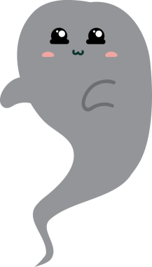 Büyük gözleri olan sevimli çizgi film hayaleti.