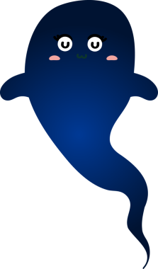 Siyah gözlü şirin mavi bir hayalet. vektör illüstrasyonu.