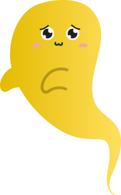 Beyaz arkaplanda izole kawaii hayalet, vektör illüstrasyon tasarımı