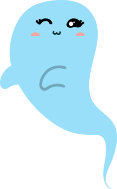 Büyük gözleri olan sevimli çizgi film hayaleti..