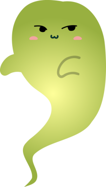 Beyaz arka planda yeşil hayalet