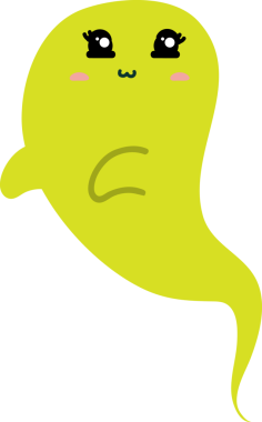 Beyaz arka planda izole edilmiş şirin çizgi film hayaleti.