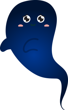 Çizgi film mavi hayaletin vektör çizimi