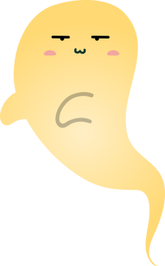 Beyaz arka planda Izole karikatür hayalet yüz