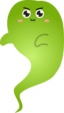 Beyaz arkaplanda yeşil bir hayalet, illüstrasyon, vektör..