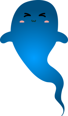 Beyaz arka planda beyaz bir yüzü olan mavi bir hayalet. Cadılar Bayramı.