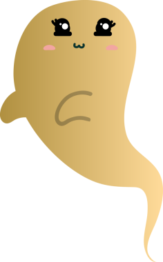 sevimli çizgi hayalet beyaz arka plan üzerinde