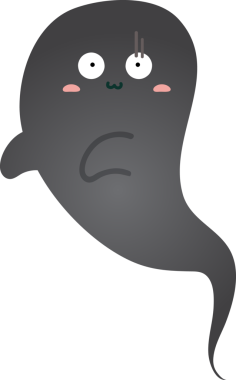 Beyaz arka grubunda izole edilmiş korkunç hayalet.