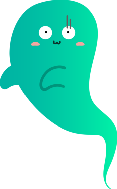 Tatlı çizgi film hayaleti. Çocuklar için Cadılar Bayramı illüstrasyonu.