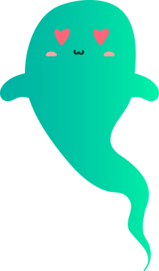 kawaii çizgi filmi şirin mutlu hayalet vektör çizimi