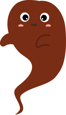 Kahverengi, kahverengi ve kahverengi yüzlü şirin bir çizgi film..