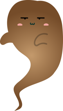 Üzgün kahverengi bir hayaletin şirin bir karikatürü.