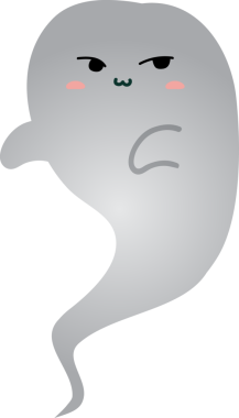 Gülümseyen bir çizgi film hayaleti. vektör karakteri.