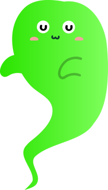 Beyaz arka planda yeşil yüzlü yeşil bir hayalet. vektör illüstrasyonu.