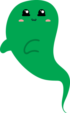 Beyaz arkaplanda yeşil hayalet