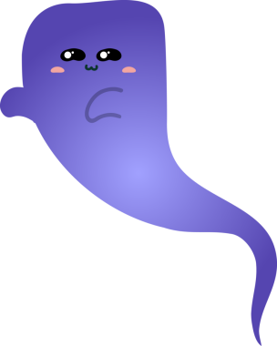 Mor arkaplanda izole edilmiş şirin hayalet çizgi film simgesi