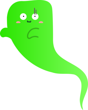 Kırmızı bıyıklı yeşil hayalet. Vektör çizimi. izole.