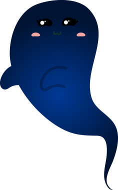 Tatlı çizgi film hayaleti. Beyaz üzerine izole edilmiş vektör illüstrasyonu