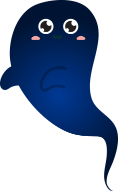 şirin çizgi film hayaleti, beyaz arkaplanda vektör çizimi.