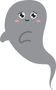 Şirin, gülümseyen bir hayalet, beyaz arkaplanda bir vektör.