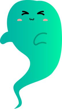 konuşma balonu ile sevimli karikatür hayalet