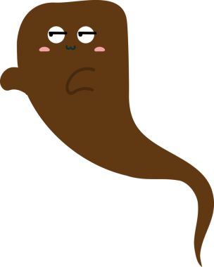 Kahverengi gözlü ve kocaman gülümseyen kahverengi bir hayalet.