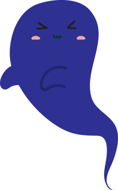 şirin hayalet çizgi film ikonu, vektör illüstrasyonu